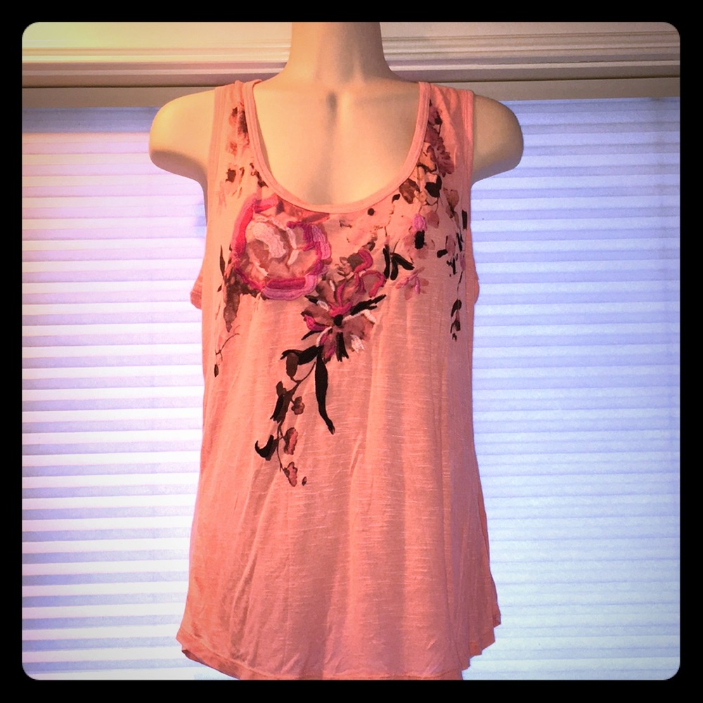 Pink embroidered tank top size M
